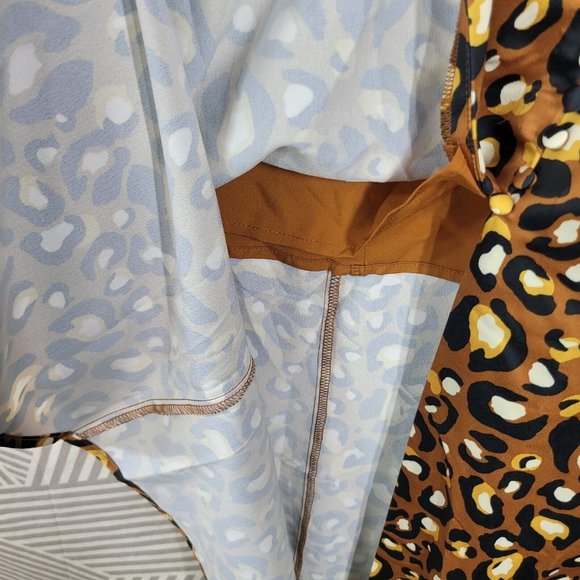 NEW Express Midi Skirt size XXS Cheetah Leopard Print Satin Slit Long Sexy - Picture 6 of 10